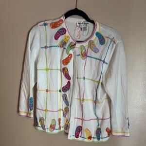 Jack B . Quiek beachy, flip-flop cardigan size large